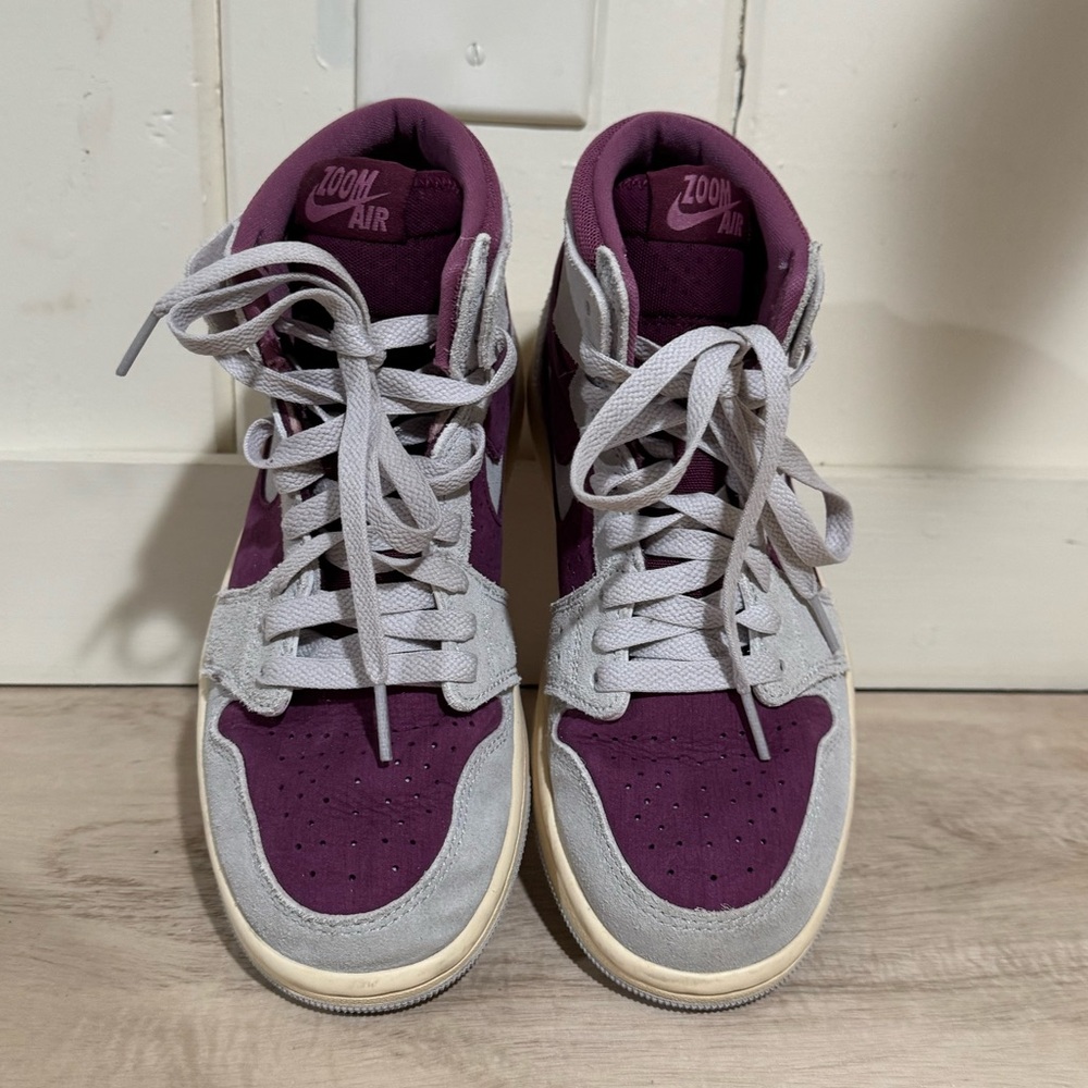 Nike Air Jordan Women's Plum and Light Gray high top Sneaker Size 6